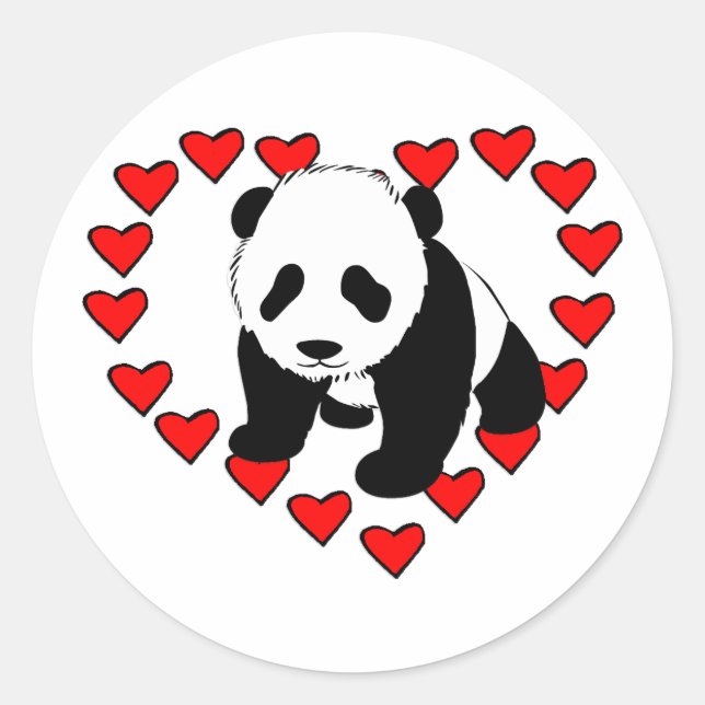 Panda Bear Liebe Runder Aufkleber (Vorderseite)
