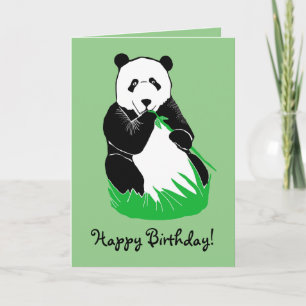 Panda Bear Light Green Bonne carte d'anniversaire