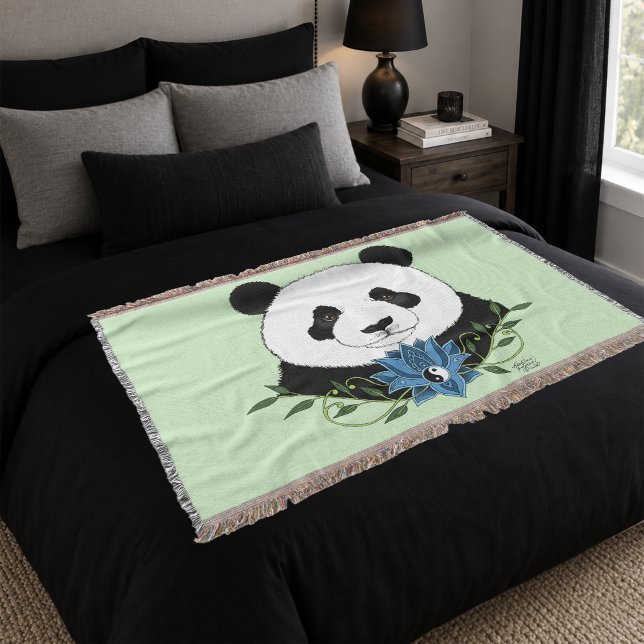 Panda Bear Lotus Blume Blue Decke (Von Creator hochgeladen)