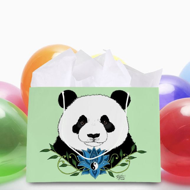Panda Bear Lotus Blume Blue Große Geschenktüte (Von Creator hochgeladen)