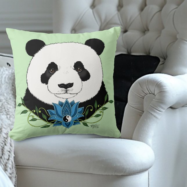 Panda Bear Lotus Blume Blue Kissen (Von Creator hochgeladen)