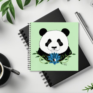 Panda Bear Lotus Blume Blue Notizbuch