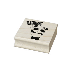 Panda Bear mit Liebe Balloons Gummi Briefmarke Gummistempel