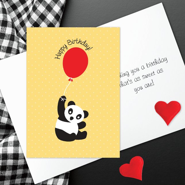 Panda Bear mit Red Balloon Geburtstag Karte (Von Creator hochgeladen)
