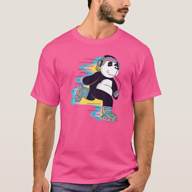 Panda Bear mit Roller-Skaten für Skater und Bär T-Shirt (Vorderseite)