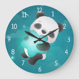 Panda Bear mit Star Große Wanduhr
