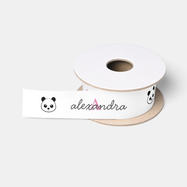 Panda Bear Monogram Satin Ribbon - Niedlich Custom Satinband (Spule)