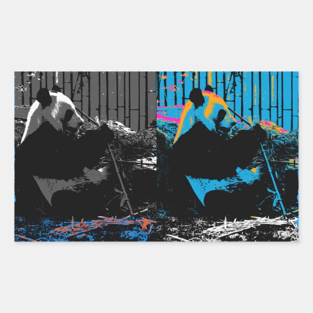 Panda Bear Multipanel Modernes Design Rechteckiger Aufkleber (Vorderseite)