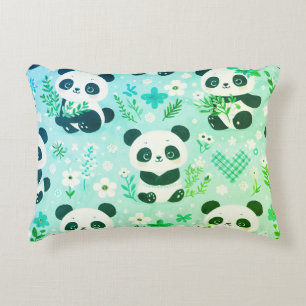 Panda Bear Muster Green Print Dekokissen