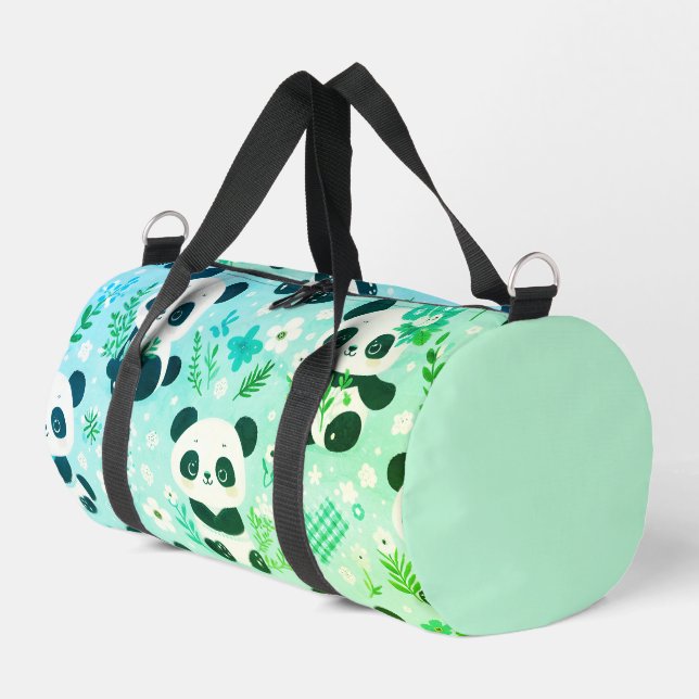 Panda Bear Muster Green Print Duffle Bag (Linke Seite)