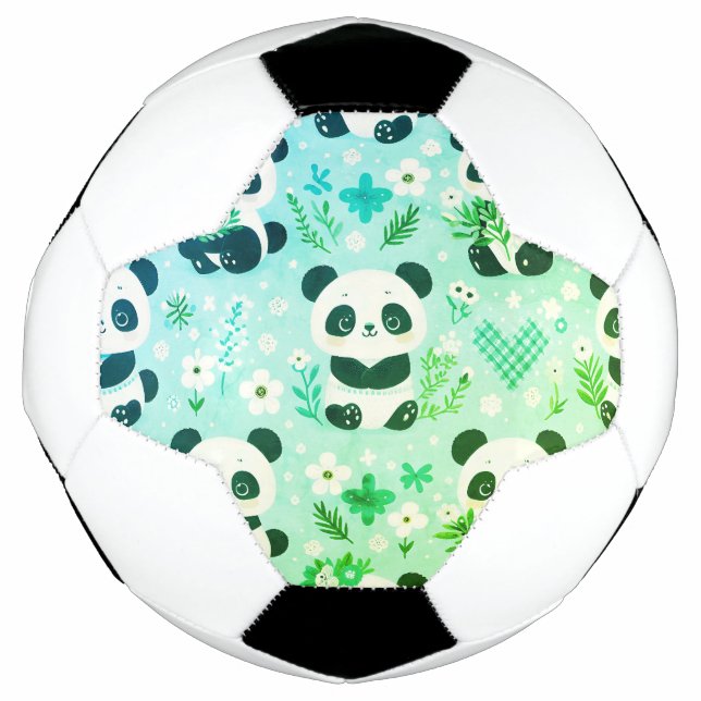 Panda Bear Muster Green Print Fußball (Vorderseite)