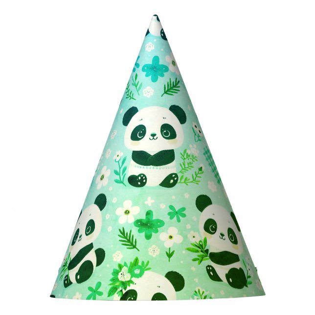 Panda Bear Muster Green Print Partyhütchen (Vorderseite)
