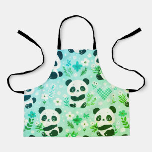 Panda Bear Muster Green Print Schürze
