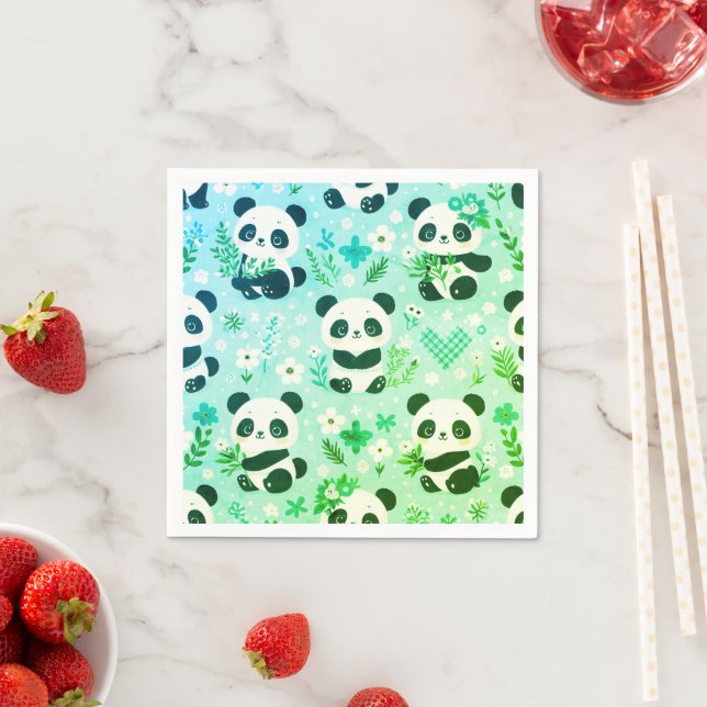 Panda Bear Muster Green Print Serviette (Beispiel)