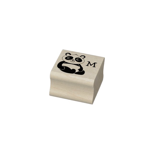 Panda Bear Niedlich Monogram Initial Gummistempel (Stempel)