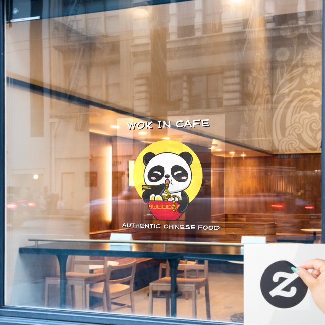 Panda Bear Noodles Chinesisches Restaurant individ Fensteraufkleber (Café-Fenster)