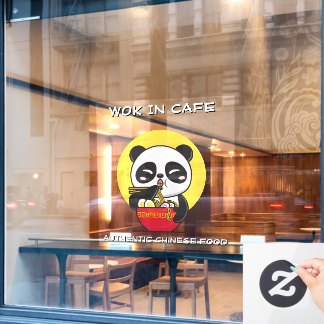 Panda Bear Noodles Chinesisches Restaurant individ Fensteraufkleber (Café-Fenster)