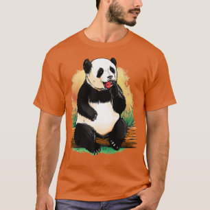 Panda Bear Picnic Apfel Holz Trunk Natur Liebhaber T-Shirt