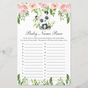Panda Bear Pink Floral Baby Name Rennen ABC Game