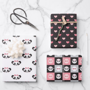 Panda Bear Pink Gift Geschenkpapier Set