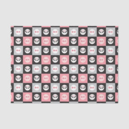 Panda Bear Pink Herzblockmuster Seidenpapier