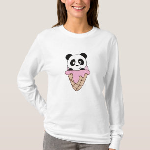 Panda Bear Pink Ice Creme Waffeln Niedliche Tiere  T-Shirt