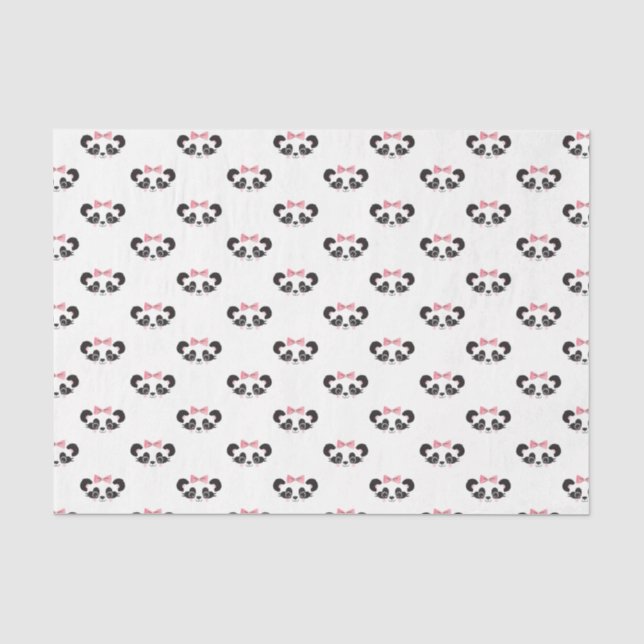 Panda Bear Pink Niedlich Panda Face Gemustert Seidenpapier (Vorderseite)