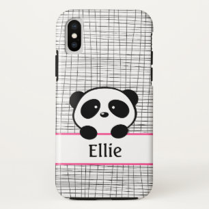Panda Bear Pink und Black Girl Animal Monogram iPhone X Hülle