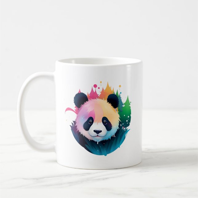 Panda Bear Portrait Forest Paint Splash Logo Kaffeetasse (Links)