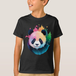 Panda Bear Portrait Forest Paint Splash Logo T-Shirt