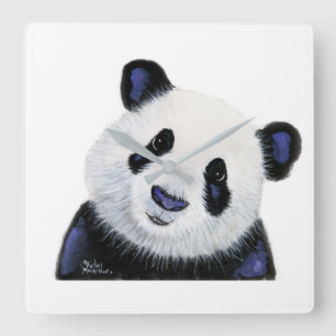Panda Bear Print ' HuGSY ' by Shirley MacArthur Quadratische Wanduhr
