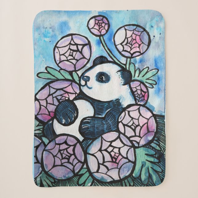Panda Bear Purple Blumen Naturliebhaber Sherpadecke (Vorderseite)