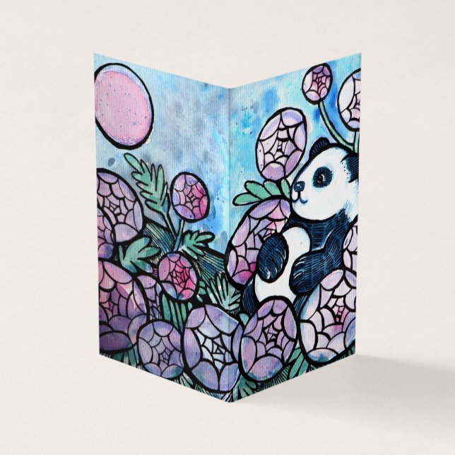 Panda Bear Purple Blumen Naturliebhaber Visitenkarten (Vorderseite)