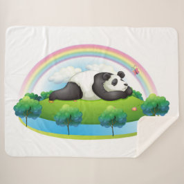 Panda Bear Relaxen unter einem Regenbogen Sherpadecke