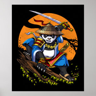 Panda Bear Samurai Ninja Poster