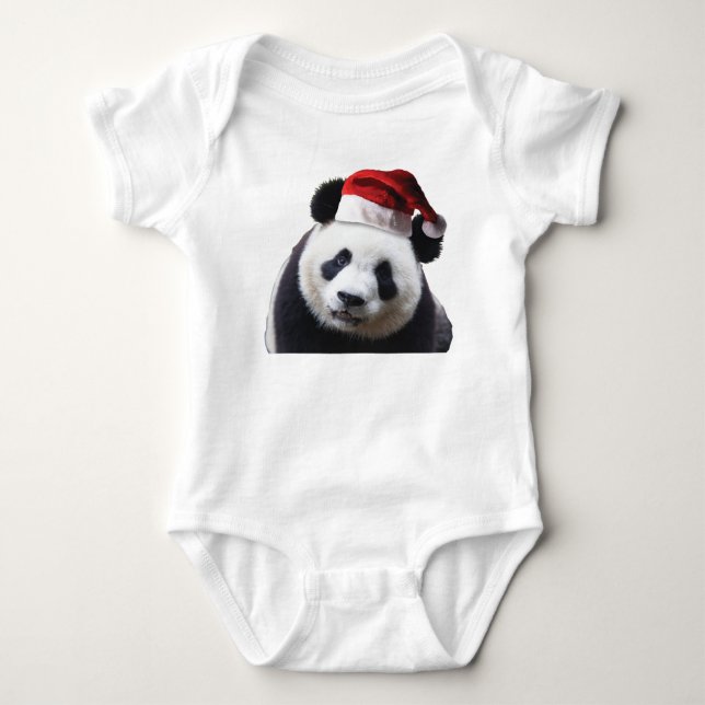 Panda Bear Santa Claus Baby Strampler (Vorderseite)