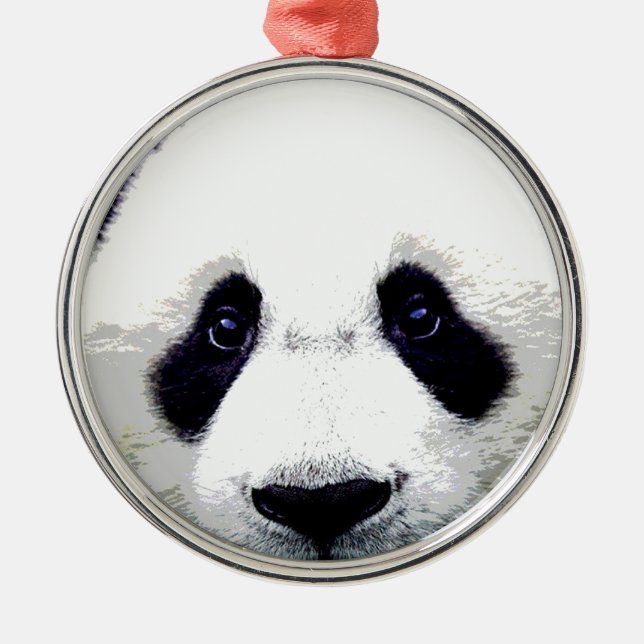 Panda Bear Silbernes Ornament (Vorne)