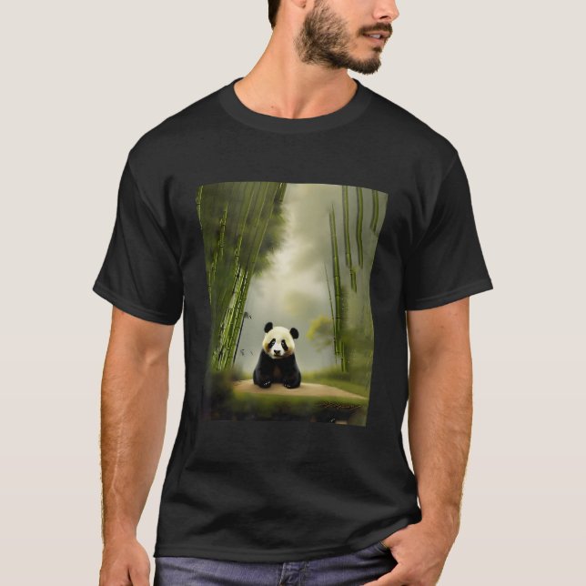 Panda Bear Sitting In Clearing In Bamboo Field For T-Shirt (Vorderseite)
