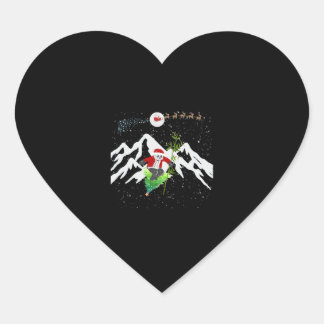 Panda Bear Skifahren Weihnachtsbaum Santa Reindeer Herz-Aufkleber