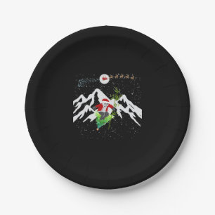 Panda Bear Skifahren Weihnachtsbaum Santa Reindeer Pappteller
