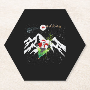 Panda Bear Skifahren Weihnachtsbaum Santa Reindeer Untersetzer