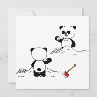 Panda bear snowball figh