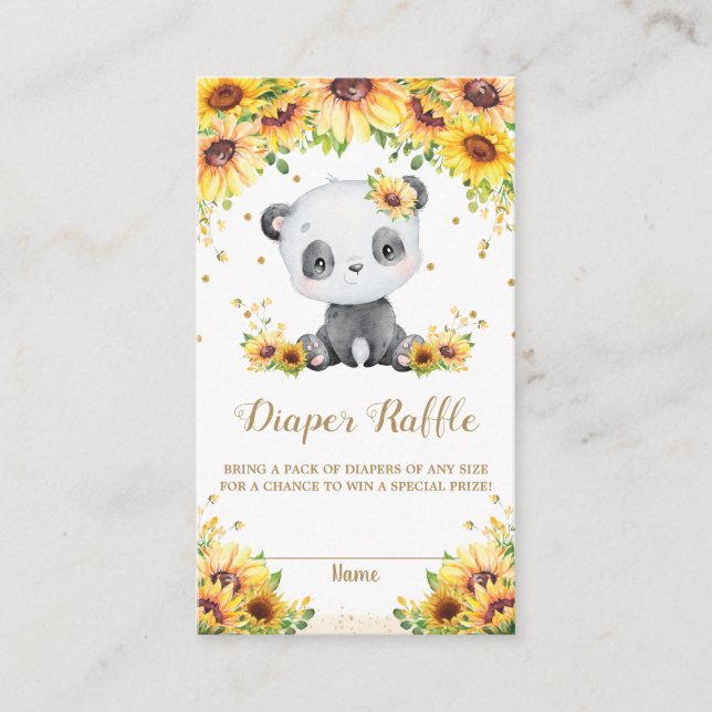 Panda Bear Sunflower Babydusche Windelwanne Windel Begleitkarte (Vorderseite)