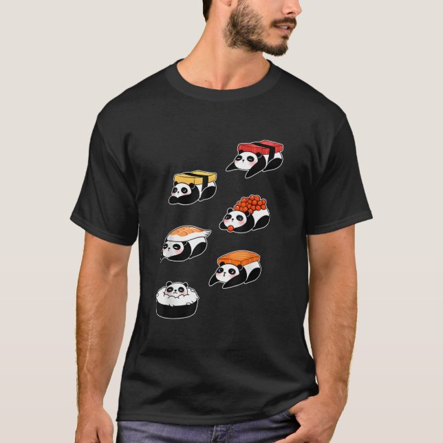 Panda Bear Sushi Sashimi Japanese Food T-Shirt (Vorderseite)