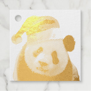 Panda Bear Tragen einen Weihnachtshut für Weihnach Geschenkanhänger