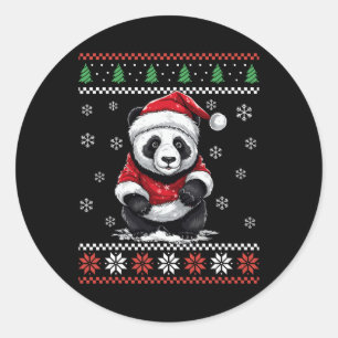 Panda Bear Ugly Weihnachten Weihnachten Weihnachte Runder Aufkleber