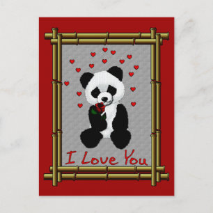 Panda Bear Valentine Feiertagspostkarte