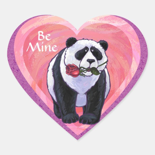 Panda Bear Valentine's Day Herz-Aufkleber (Vorderseite)