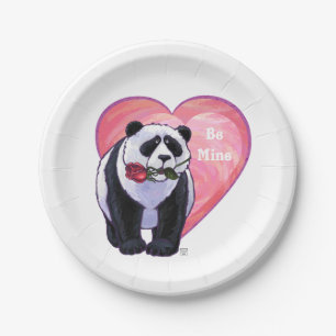 Panda Bear Valentine's Day Pappteller
