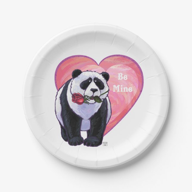 Panda Bear Valentine's Day Pappteller (Vorderseite)